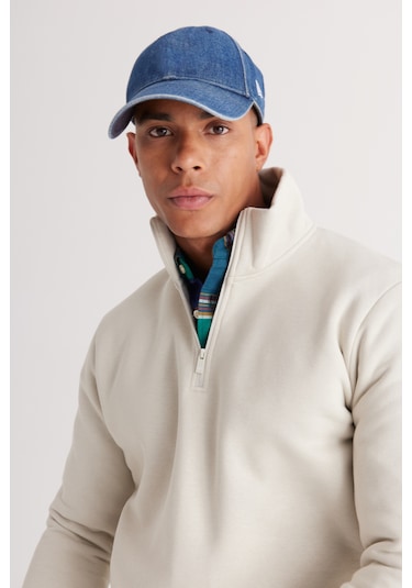 AC&Co / Altınyıldız Classics Standart Fit Normal Kesim İçi Polarlı Bato Yaka Pamuklu Erkek Sweatshirt Bej AC&Co / Altınyıldız Classics Standart Fit Normal Kesim İçi Polarlı Bato Yaka Pamuklu Erkek Sweatshirt Bej