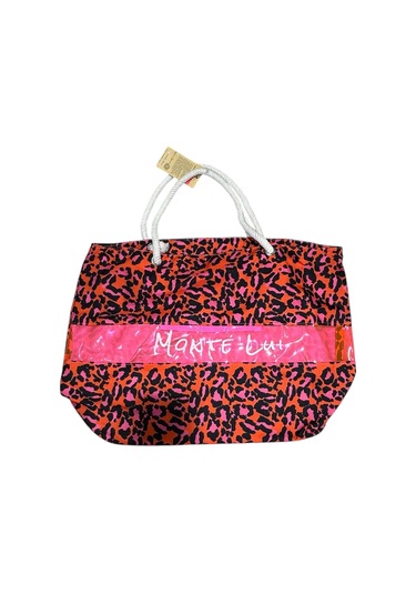 Monte Lui 1011 Plaj Çantası Pembe Leopar Desenli Çok Renkli