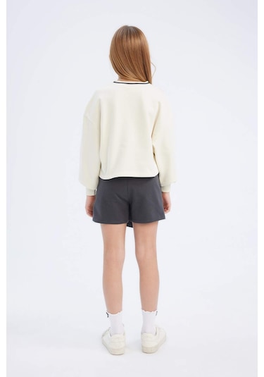 DeFacto Kız Çocuk 2'li Takım Baskılı Sweatshirt Şort Etek D9232A825SPER85 Ekru DeFacto Kız Çocuk 2'li Takım Baskılı Sweatshirt Şort Etek D9232A825SPER85 Ekru