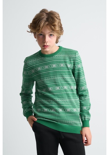 Alexandergardı Bisiklet Yaka Çocuk Triko Kazak C23-7103 Yeşil