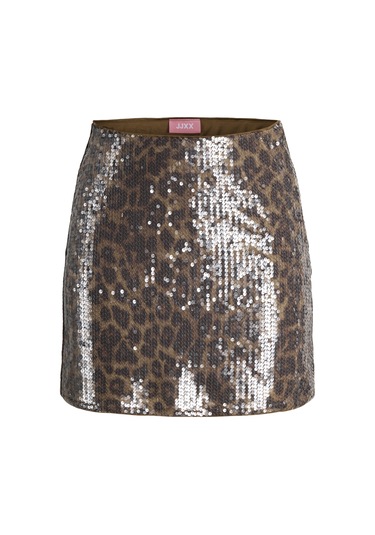 Jack & Jones Kadin Payetli Leopar Desen Etek - Izzy - 12286754 Toasted Coconut
