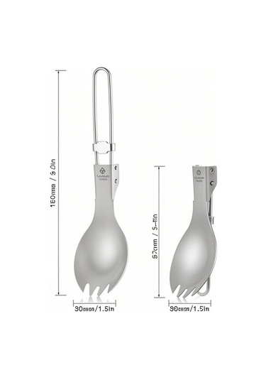 Fortunelane Tomshoo Ta8001 Titanyum Katlanır Çatal Kaşık - Kamp İçin Hafif Ve Dayanıklı, Çok Renkli Çok Renkli