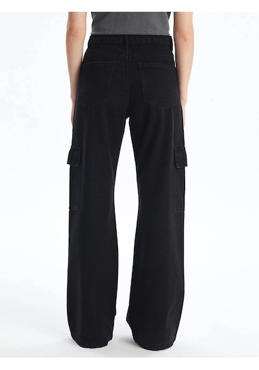 Kazax Kargo Cep Jeans Pantolon Siyah Siyah