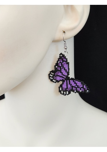 Harmel Jewelry Miyuki Mor Kelebek Küpe Çok Renkli