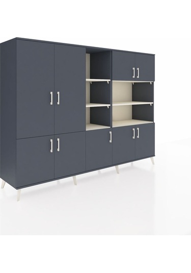 Hyperion Dolap 14 Raflı 9 Kapaklı 220x44x163 Antrasit-antrasit/ay Antrasit-antrasit/aytaşı