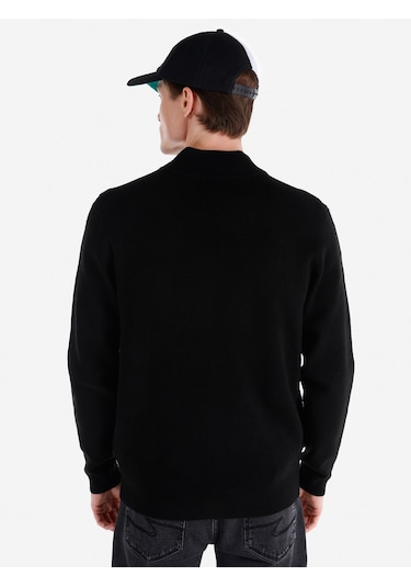 Colins Regular Fit Fermuarlı Triko Siyah Erkek Hırka Cl1064848 Siyah