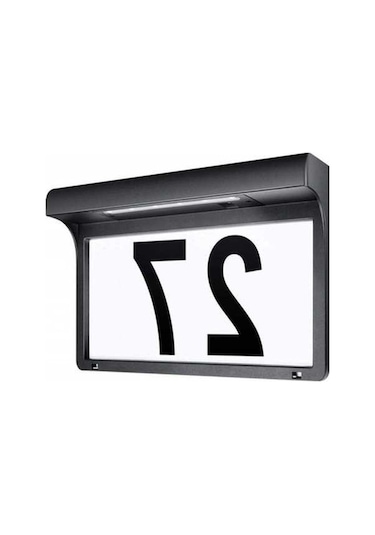 Ebitda Modern Güneş Enerjili Metal Ev Numarası Led Işık - Su Geçirmez Bahçe Lambası 22,5x17,5 Cm