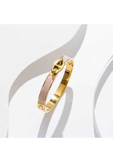 Altın - Bej Paslanmaz Çelik Bileklik Kadın Solmayan Moda Takı Altın - Bej
