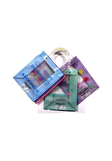 Hediyelik Plastik Çanta Renkli Not-144 19,5x24,5cm - 2 Adet