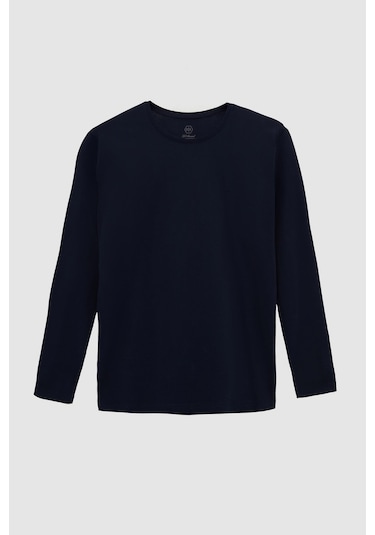 Ds Damat Slim Fit Lacivert Bisiklet Yaka %100 Pamuk Nefes Alabilen Uzun Kollu Body T-shirt 4hc14ort0007m 101