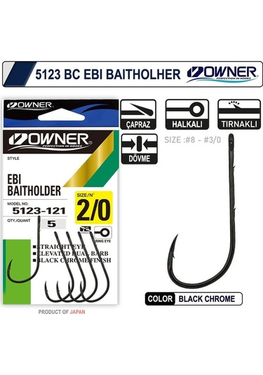 Owner 5123 Ebi Baitholder Black Chrome İğne - 2/0
