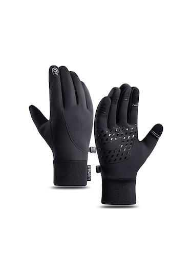 Lemestar Kışlık Islak Ve Rüzgar Proof, Dokunmatik Ekran Uyumlu, Dayanıklı Motosiklet/bisiklet Eldiveni Q802 - Siyah, L Boyut, 1 Çift