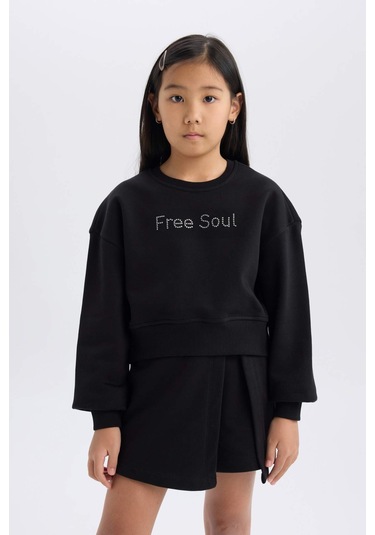 DeFacto Kız Çocuk 2'li Takım Uzun Kollu Baskılı İçi Yumuşak Tüylü Sweatshirt Şort Etek D5460A824WNBK81 Siyah DeFacto Kız Çocuk 2'li Takım Uzun Kollu Baskılı İçi Yumuşak Tüylü Sweatshirt Şort Etek D5460A824WNBK81 Siyah