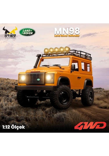 Mn Model Mn98 V2 1/12 Land Rover Defender D90 4wd Rc Model Crawler Offroad Uzaktan Kumandalı Araba Truck Rtr Lisanslı Sarı+dahili Işık Seti