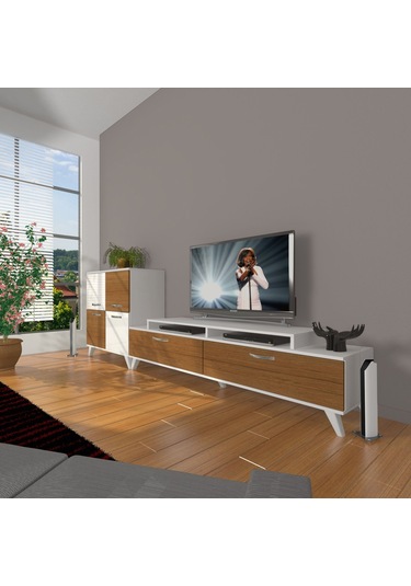 Decoraktiv Ekoflex On Slm Retro Tv Ünitesi Tv Sehpası Beyaz - Ceviz