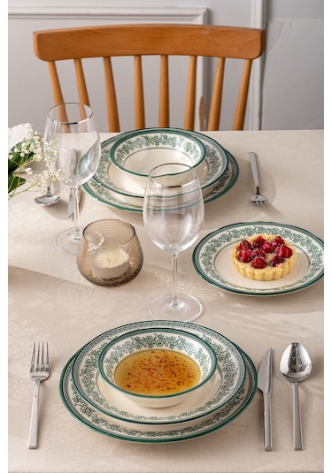 Emsan Arya 24 Parça 6 Kişilik Yemek Takımı Yeşil Yeşil
