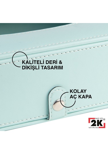 2k Suni Deri Peçetelik Mendil Kutusu 13 24 6 Cm. Su Yeşili Su Yeşili