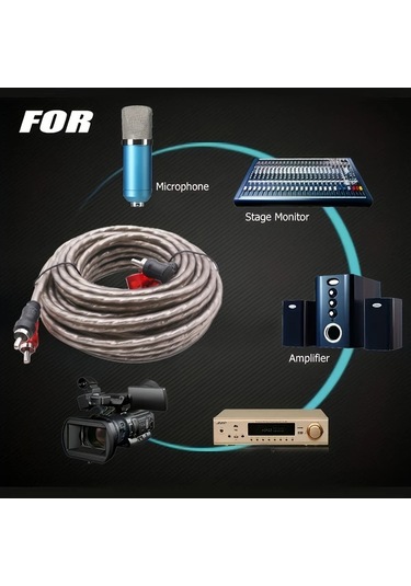 Hightower Gri 5m 10ga Rca Ses Kablosu Yüksek Kalite Bakır Ses Sistemi Amplifikatör