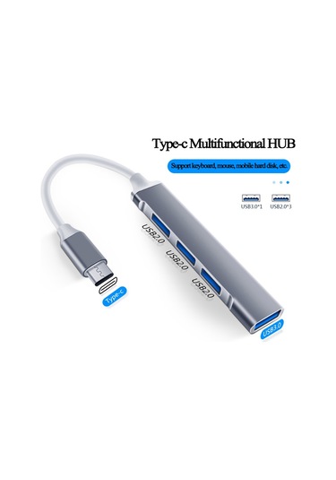 Reedark 4'ü 1 Arada Usb C Hub, 3xusb 2.0 + 1xusb 3.0 İle Dizüstü Bilgisayar, Tablet Ve Akıllı Telefonlar İçin Type C Bağlantı Noktası