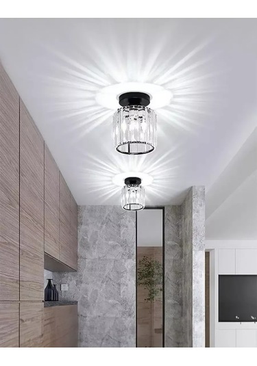 Yonlux Avize Kristal Tavan Lambası, Ampul E27, Siyah 463000317 Siyah