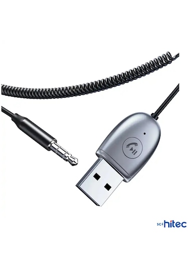 Schitec Usba Bluetooth 5.1 Araç Kiti Hifi Ses Alıcı 3.5mm Aux Adaptör Dönüştürücü Bt770
