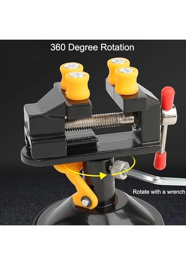 Xuweiwei Siyah 360 Dönebilir Mini Masa Mengenesi Emme Tabanlı Ayarlanabilir Çeneli