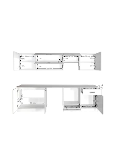 Decoraktiv Elite 280y Ank Mdf Hazır Mutfak Dolabı - Tezgah Dahil - Naturel Ceviz