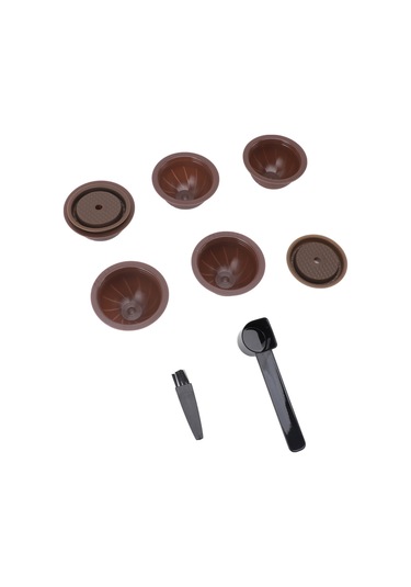 Dofolink Nescafé Vertuoline İçin Yeniden Kullanılabilir Kahve Kapsülü Seti: 5 Boş Kapsül, 2 Silikon Kapak, Kaşık Ve Fırça - Dıy Kahve Hazırlama Kahverengi