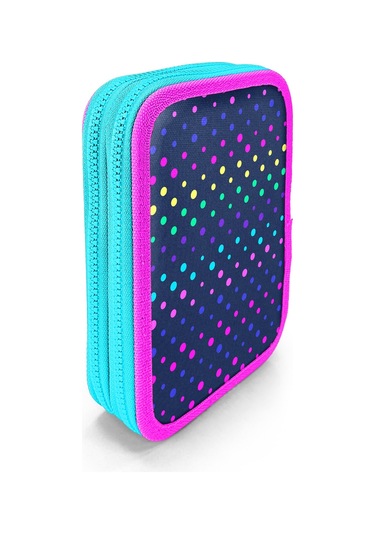 Coral High Kids Lacivert Renkli Puantiyeli Çift Katlı Kalem Çanta 11142 Lacivert