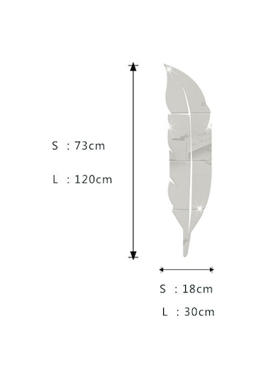 Jeehugo Gümüş 3d Kanat Desenli Akrilik Ayna Duvar Sticker - Büyük Boy 120x30cm, Ev Dekorasyonu, Kolay Kurulum, Çekilebilir, Koruyucu Filmi İle Gümüş