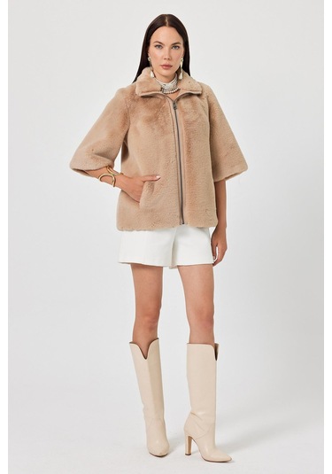 Cecilia Camel Kadın Tüylü Mont 001