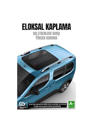 S-dizayn Fiat Doblo Uzun Şase Aluminyum Gri Tavan Çıtası 2001-2010 A+ Kalite