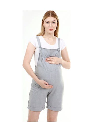 Luvmabelly Myra6200 - Gri Hamile Şort Salopet-gri