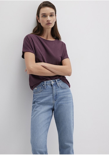 Mavi - Lux Touch Tencel Tm Modal Bordo Basic Tişört 167245-70421 Bordo