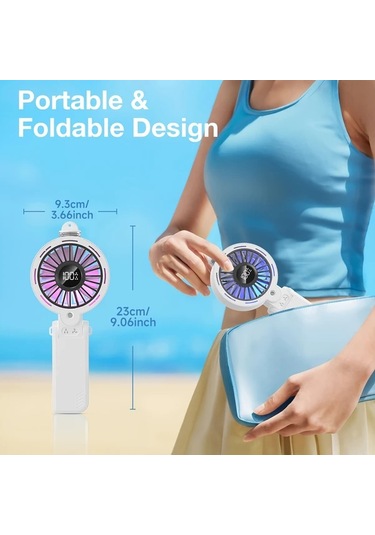 Xuweiwei Beyaz Taşınabilir El Tipi Usb Fan 3600mah Pil Ayarlanabilir Hız Masaüstü El Tipi Asılı Kullanım Renkli Gece Lambası Su Şişeli