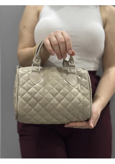 Biçomi Kapaksız Kapitone Bej Cilt Çanta Bej