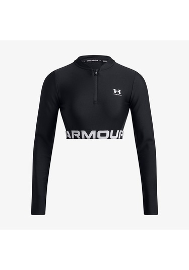 Under Armour Heat Gear Rib 1/4 Zipped Kadın Siyah Antrenman Üstü 1388692 Siyah