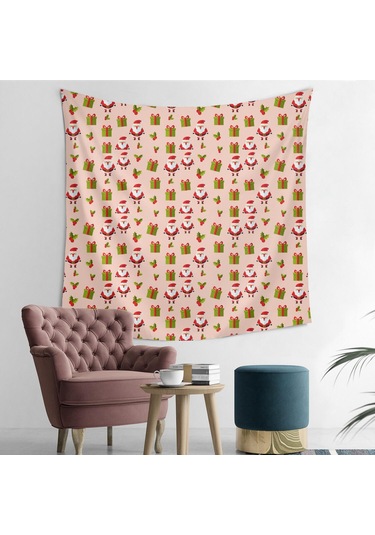 Noel Desenli 50x50 İnç Kare Duvar Halısı, Oturma Odası, Yatak Odası Ve Genç Odası İçin