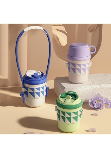 Sones 300ml 316 Paslanmaz Çelik Termos Bardak Üç Amaçlı Pipetli Doğrudan İçim Kahve Kupası