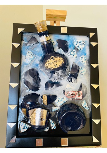 Epoksi Tablo Royal Salute Whısky Kırık Şişe Sanatı