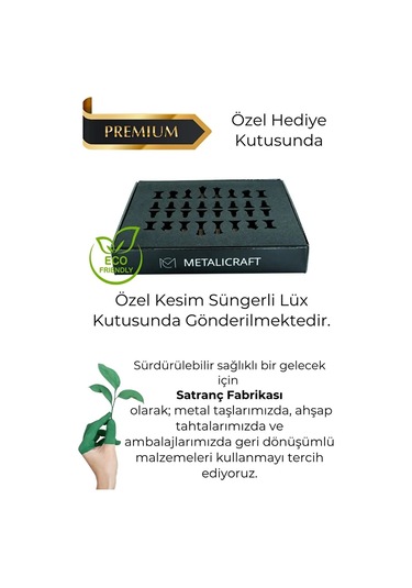 Mc55 Metal Satranç Takımı Gerçek Kayın Ağacı Satranç Tahtası - 30x30cm Antik Taşlar