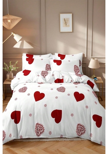 Pamuklu Çift Kişilik Nevresim Seti Nevresim Ve Yastık Kılıfı Çarşafsız Patricia Beyaz