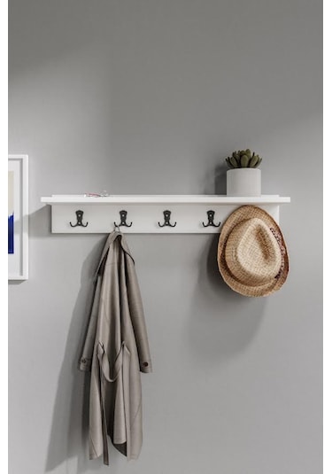 Portmanto Duvar Askılığı Elbise Askılığı Beyaz 85 Cm