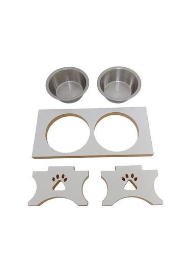 Realwood Ahşap Çelik Kaseli Köpek Mama ve Su Kabı 400 ML