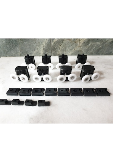 Inventa Siyah Duşakabin Cam Kabin Tekerleği Takım 24 Mm Siyah