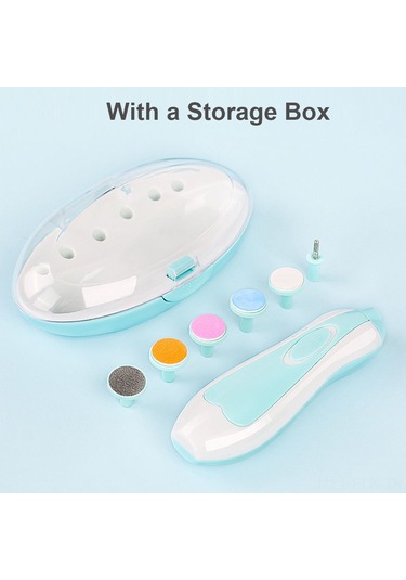 Xindoker Bebekler İçin 6 Başlıklı Elektrikli Tırnak Törpüleme Seti - Pil Dahil Değil Mavi