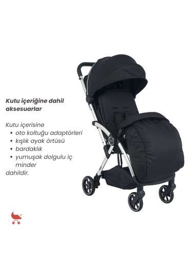 Merkür Bebe Ruby Otomatik Katlanan Kabin Boy Bebek Arabası Siyah