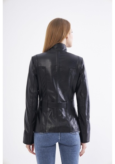 Derinss Dka2364 Hakiki Deri Kadın Siyah Mont 001