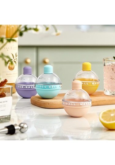 Tenfowee 4'lü Silikon Buz Topu Kalıbı, 2.5 İnç Viski Ve Kokteyller İçin Buz Küreleri, Hediye Paketi