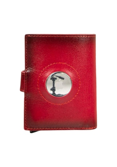 Palertag Deri Cüzdan, Apple Airtag Uyumlu Kırmızı Kırmızı